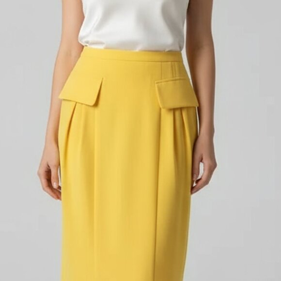 NWT $128 ANTHROPOLOGIE Eva Franco straight skirt banana yellow 8 - Picture 1 of 7